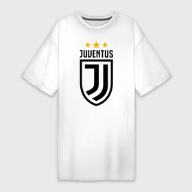 Платье-футболка хлопок с принтом Ювентус в Курске,  |  | bianconeri | juve | juventus | италия | роналду | серия а | турин | форма | футбол | футболист | футбольная | футбольный клуб | черно белые | юве | ювентус