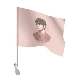 Флаг для автомобиля с принтом Kim Taehyung в Курске, 100% полиэстер | Размер: 30*21 см | Тематика изображения на принте: bts | gucci | jeon jungkook | k pop | kim taehyung | korean pop | music | бтс | гуси | гучи | гуччи | кей поп | ким тхэ хён | коллаб | чон чонгук