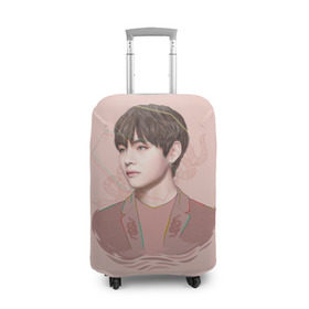 Чехол для чемодана 3D с принтом Kim Taehyung в Курске, 86% полиэфир, 14% спандекс | двустороннее нанесение принта, прорези для ручек и колес | bts | gucci | jeon jungkook | k pop | kim taehyung | korean pop | music | бтс | гуси | гучи | гуччи | кей поп | ким тхэ хён | коллаб | чон чонгук