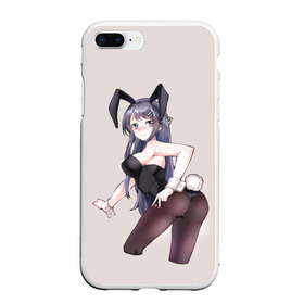 Чехол для iPhone 7Plus/8 Plus матовый с принтом Bunny Girl в Курске, Силикон | Область печати: задняя сторона чехла, без боковых панелей | anime | rascal does not dream of bunny girl senpai | seishun buta yarou wa bunny girl senpai | аниме | сакурадзима май | сакута | этот глупый свин не понимает мечту девочки зайки