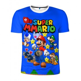 Мужская футболка 3D спортивная с принтом Mario MMA в Курске, 100% полиэстер с улучшенными характеристиками | приталенный силуэт, круглая горловина, широкие плечи, сужается к линии бедра | bad boy | mma | драка | марио | мма