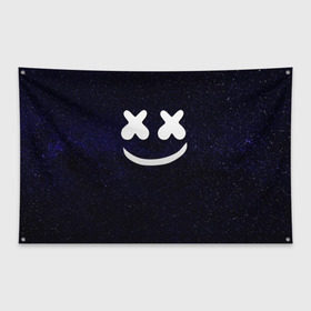 Флаг-баннер с принтом Marshmello Cosmos в Курске, 100% полиэстер | размер 67 х 109 см, плотность ткани — 95 г/м2; по краям флага есть четыре люверса для крепления | marshmello | диджей | звезды | клуб | клубная музыка | космос | маршмеллоу | маршмэлло | маршмэллоу | музыка | небо | ночь | электронная