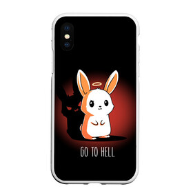 Чехол для iPhone XS Max матовый с принтом Go to hell в Курске, Силикон | Область печати: задняя сторона чехла, без боковых панелей | ад | ангел | дьявол | зайчик | заяц | нимб | рожки | тень | ушки