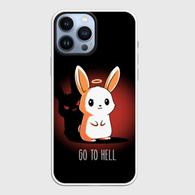 Чехол для iPhone 13 Pro Max с принтом Go to hell в Курске,  |  | Тематика изображения на принте: ад | ангел | дьявол | зайчик | заяц | нимб | рожки | тень | ушки
