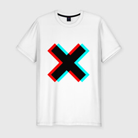 Мужская футболка премиум с принтом X - Глитч в Курске, 92% хлопок, 8% лайкра | приталенный силуэт, круглый вырез ворота, длина до линии бедра, короткий рукав | x | глитч | икс