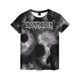 Женская футболка 3D с принтом Iron Maiden в Курске, 100% полиэфир ( синтетическое хлопкоподобное полотно) | прямой крой, круглый вырез горловины, длина до линии бедер | бас | британия | брюс дикинсон | гитара | группа | дева | железная | метал | нико макбрэйн | рок | стив харрис | хеви | яник герс