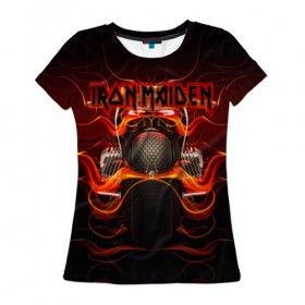 Женская футболка 3D с принтом Iron Maiden в Курске, 100% полиэфир ( синтетическое хлопкоподобное полотно) | прямой крой, круглый вырез горловины, длина до линии бедер | бас | британия | брюс дикинсон | гитара | группа | дева | железная | метал | нико макбрэйн | рок | стив харрис | хеви | яник герс