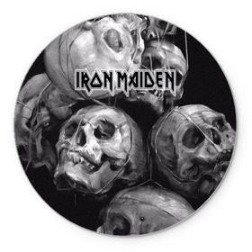 Коврик круглый с принтом Iron Maiden в Курске, резина и полиэстер | круглая форма, изображение наносится на всю лицевую часть | бас | британия | брюс дикинсон | гитара | группа | дева | железная | метал | нико макбрэйн | рок | стив харрис | хеви | яник герс