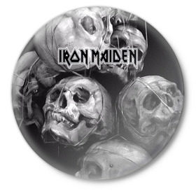 Значок с принтом Iron Maiden в Курске,  металл | круглая форма, металлическая застежка в виде булавки | Тематика изображения на принте: бас | британия | брюс дикинсон | гитара | группа | дева | железная | метал | нико макбрэйн | рок | стив харрис | хеви | яник герс