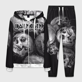 Мужской костюм 3D с принтом Iron Maiden в Курске, 100% полиэстер | Манжеты и пояс оформлены тканевой резинкой, двухслойный капюшон со шнурком для регулировки, карманы спереди | бас | британия | брюс дикинсон | гитара | группа | дева | железная | метал | нико макбрэйн | рок | стив харрис | хеви | яник герс