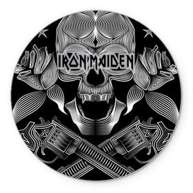 Коврик круглый с принтом Iron Maiden в Курске, резина и полиэстер | круглая форма, изображение наносится на всю лицевую часть | бас | британия | брюс дикинсон | гитара | группа | дева | железная | метал | нико макбрэйн | рок | стив харрис | хеви | яник герс