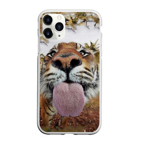 Чехол для iPhone 11 Pro матовый с принтом Тигр показывает язык в Курске, Силикон |  | Тематика изображения на принте: голова | животные | кот | кошка | лев | лицо | прикол | прикольные | природа | смешные 
 животные | тигр | тигрица | юмор | язык