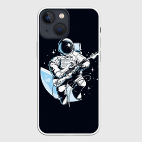 Чехол для iPhone 13 mini с принтом Space rock в Курске,  |  | Тематика изображения на принте: astronaut | cosmos | glare | guitar | infinity | music | planet | reflection | space suit | stars | sun | universe | астронавт | бесконечность | блик | вселенная | гитара | звезды | космонавт | космос | музыка | отражение | планета | рисунок | рок