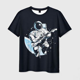 Мужская футболка 3D с принтом Space rock в Курске, 100% полиэфир | прямой крой, круглый вырез горловины, длина до линии бедер | Тематика изображения на принте: astronaut | cosmos | glare | guitar | infinity | music | planet | reflection | space suit | stars | sun | universe | астронавт | бесконечность | блик | вселенная | гитара | звезды | космонавт | космос | музыка | отражение | планета | рисунок | рок