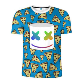 Мужская футболка 3D спортивная с принтом Marshmello Pizza в Курске, 100% полиэстер с улучшенными характеристиками | приталенный силуэт, круглая горловина, широкие плечи, сужается к линии бедра | Тематика изображения на принте: 