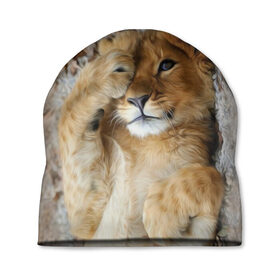 Шапка 3D с принтом Львенок в Курске, 100% полиэстер | универсальный размер, печать по всей поверхности изделия | дикая кошка | животные | кот | кошка | лев | львенок | львица | мордочка | природа | тигр | хищник