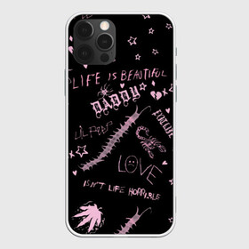 Чехол для iPhone 12 Pro с принтом LIL PEEP - Life Is Beautiful в Курске, силикон | область печати: задняя сторона чехла, без боковых панелей | beautiful | broken | daddy | dead | exclusive | heart | life | lil | lilpeep | music | peep | pump | rap | rapper | rip | tattoo | густав | лил | лилпип | мертв | память | пип | рип | рэп | рэпер | сердечко | сердце | тату | умер