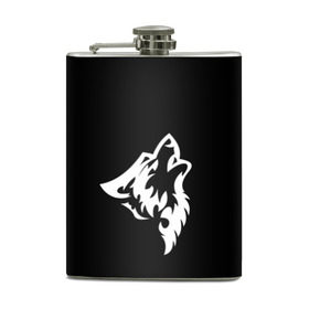 Фляга с принтом Animal Wolf Black в Курске, металлический корпус | емкость 0,22 л, размер 125 х 94 мм. Виниловая наклейка запечатывается полностью | animal | black | wolf | волк | черный