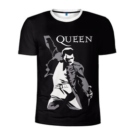 Мужская футболка 3D спортивная с принтом Queen в Курске, 100% полиэстер с улучшенными характеристиками | приталенный силуэт, круглая горловина, широкие плечи, сужается к линии бедра | queen | брайан мэи | британская | группа | джон дикон | королева | роджер тейлор | рок | фредди меркьюри