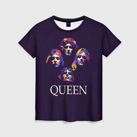 Женская футболка 3D с принтом Queen в Курске, 100% полиэфир ( синтетическое хлопкоподобное полотно) | прямой крой, круглый вырез горловины, длина до линии бедер | queen | брайан мэи | британская | группа | джон дикон | королева | роджер тейлор | рок | фредди меркьюри