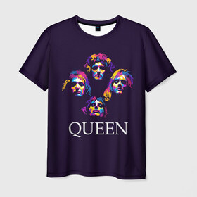 Мужская футболка 3D с принтом Queen в Курске, 100% полиэфир | прямой крой, круглый вырез горловины, длина до линии бедер | queen | брайан мэи | британская | группа | джон дикон | королева | роджер тейлор | рок | фредди меркьюри
