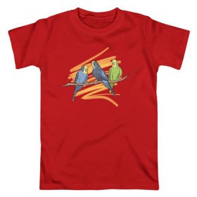 Мужская футболка хлопок с принтом Попугай в Курске, 100% хлопок | прямой крой, круглый вырез горловины, длина до линии бедер, слегка спущенное плечо. | bird | попугаи | попугай | птица | птицы