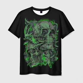 Мужская футболка 3D с принтом Черепа в Курске, 100% полиэфир | прямой крой, круглый вырез горловины, длина до линии бедер | dead | demon | devil | executioner | punisher | rap | rock | satan | skull | swag | каратель | палач | скелет | череп