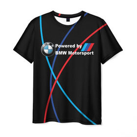 Мужская футболка 3D с принтом Powered by BMW M в Курске, 100% полиэфир | прямой крой, круглый вырез горловины, длина до линии бедер | bmw | bmw m | bmw performance | motorsport | powered by bmw m | powered by bmw motorsport | машина bmw | мотоспорт | спорт