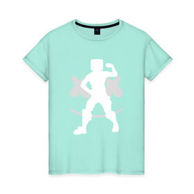 Женская футболка хлопок с принтом FORTNITE x MARSHMELLO в Курске, 100% хлопок | прямой крой, круглый вырез горловины, длина до линии бедер, слегка спущенное плечо | 