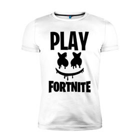 Мужская футболка премиум с принтом FORTNITE x MARSHMELLO в Курске, 92% хлопок, 8% лайкра | приталенный силуэт, круглый вырез ворота, длина до линии бедра, короткий рукав | 2019 | armor | armour | cybersport | esport | fortnite | game | llama | logo | броня | игра | киберспорт | лама | фиолетовый | фирменные цвета | фортнайт