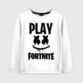 Детский лонгслив хлопок с принтом FORTNITE x MARSHMELLO в Курске, 100% хлопок | круглый вырез горловины, полуприлегающий силуэт, длина до линии бедер | 2019 | armor | armour | cybersport | esport | fortnite | game | llama | logo | броня | игра | киберспорт | лама | фиолетовый | фирменные цвета | фортнайт