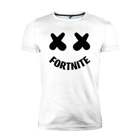 Мужская футболка премиум с принтом FORTNITE x MARSHMELLO в Курске, 92% хлопок, 8% лайкра | приталенный силуэт, круглый вырез ворота, длина до линии бедра, короткий рукав | 2019 | armor | armour | cybersport | esport | fortnite | game | llama | logo | броня | игра | киберспорт | лама | фиолетовый | фирменные цвета | фортнайт