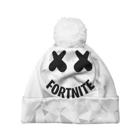 Шапка 3D c помпоном с принтом FORTNITE x MARSHMELLO в Курске, 100% полиэстер | универсальный размер, печать по всей поверхности изделия | 2019 | armor | armour | cybersport | esport | fortnite | game | llama | logo | броня | игра | киберспорт | лама | фиолетовый | фирменные цвета | фортнайт