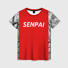 Женская футболка 3D с принтом SENPAI в Курске, 100% полиэфир ( синтетическое хлопкоподобное полотно) | прямой крой, круглый вырез горловины, длина до линии бедер | ahegao | anime | kawai | kowai | oppai | otaku | senpai | sugoi | waifu | weeaboo | yandere | аниме | ахегао | вайфу | виабу | каваи | ковай | культура | отаку | сенпай | сугои | тренд | яндере