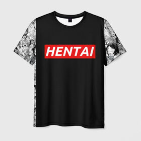 Мужская футболка 3D с принтом HENTAI в Курске, 100% полиэфир | прямой крой, круглый вырез горловины, длина до линии бедер | ahegao | anime | kodome | manga | senpai | аниме | анимэ | ахегао | кодоме | манга | меха | сенпай | юри | яой
