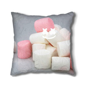 Подушка 3D с принтом Marshmallow в Курске, наволочка – 100% полиэстер, наполнитель – холлофайбер (легкий наполнитель, не вызывает аллергию). | состоит из подушки и наволочки. Наволочка на молнии, легко снимается для стирки | 
