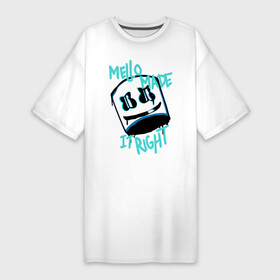 Платье-футболка хлопок с принтом Mello Made в Курске,  |  | chris comstock | electronic | fortnite | joytime iii | marshmallow | marshmello | клубная | маршмелло | маршмеллоу | фортнайт | электронная музыка
