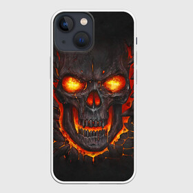 Чехол для iPhone 13 mini с принтом Skull Lava в Курске,  |  | dead | demon | devil | executioner | metal | punisher | rap | rock | satan | skull | swag | каратель | метал | палач | рок | скелет | череп