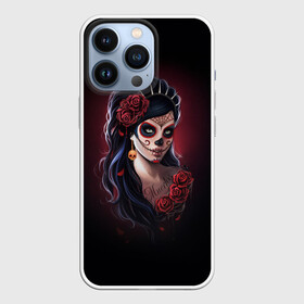 Чехол для iPhone 13 Pro с принтом Muertos   День Мертвых в Курске,  |  | dead | girl | girls | metal | muertos | rap | rock | skeleton | skull | девукша | день | зомби | мексика | мертвецы | мертвых | метал | музыка | рок | рэп | скелет | тату | череп