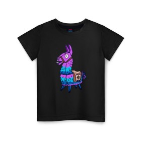 Детская футболка хлопок с принтом FORTNITE Lama в Курске, 100% хлопок | круглый вырез горловины, полуприлегающий силуэт, длина до линии бедер | battle royale | fn | fortnite | fortnite dance | lama | батл рояль | лама | оляша | фортнайт