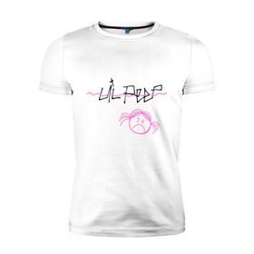 Мужская футболка премиум с принтом Lil Peep в Курске, 92% хлопок, 8% лайкра | приталенный силуэт, круглый вырез ворота, длина до линии бедра, короткий рукав | gustav | lo fi | runaway | густав | лил | пип | пост эмо | реп | хип хоп | эмо рэп