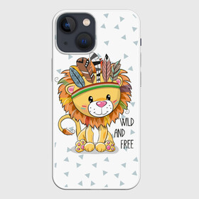 Чехол для iPhone 13 mini с принтом Wild and free. lion. в Курске,  |  | animal | free | ki | lion | predator | toy | wild | белый | воин | грива | детский | дикий | животное | игрушка | индеец | красивый | лев | львёнок | малыш | милый | надпись | перья | повязка | раскраска | рисунок | свободный