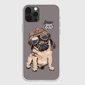 Чехол для iPhone 12 Pro Max с принтом Brave dog pilot в Курске, Силикон |  | Тематика изображения на принте: animal | beautiful | brave | childish | cute | dog | emblem | helmet | homemade | kid | pilot | pug | белый | детский | домашнее | животное | красивый | лётчик | малыш | милый | мопс | надпись | очки | пилот | рисунок | собака | текст | фон | хр