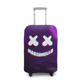 Чехол для чемодана 3D с принтом MARSHMELLO GLITCH в Курске, 86% полиэфир, 14% спандекс | двустороннее нанесение принта, прорези для ручек и колес | dj | marshmello | usa | америка | клубная музыка | маршмелло | музыка | музыкант