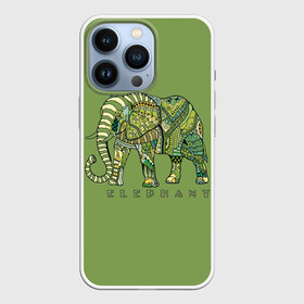 Чехол для iPhone 13 Pro с принтом Elephant в Курске,  |  | african | animal | backgr | big | drawing | elephant | ethnic | flowers | graphics | heavy | ornament | pattern | trunk | tusks | wild | африканский | бивни | большой | графика | дикий | животное | зелёный | орнамент | рисунок | слон | тяжёлый | узор | фо
