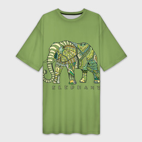Платье-футболка 3D с принтом Elephant в Курске,  |  | african | animal | backgr | big | drawing | elephant | ethnic | flowers | graphics | heavy | ornament | pattern | trunk | tusks | wild | африканский | бивни | большой | графика | дикий | животное | зелёный | орнамент | рисунок | слон | тяжёлый | узор | фо