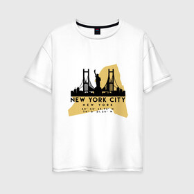 Женская футболка хлопок Oversize с принтом Нью-Йорк - США в Курске, 100% хлопок | свободный крой, круглый ворот, спущенный рукав, длина до линии бедер
 | adventure | city | new york | travel | usa | world | город | государство | европа | жизнь | карта | культура | люди | мир | народ | нью йорr | партиот | планета | приключение | путешествие | спорт | ссср | столица | страна | сша