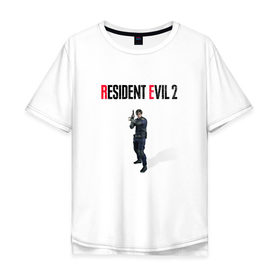 Мужская футболка хлопок Oversize с принтом Resident Evil 2 : Remake (Leon Kennedy) в Курске, 100% хлопок | свободный крой, круглый ворот, “спинка” длиннее передней части | Тематика изображения на принте: 