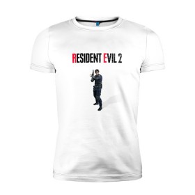 Мужская футболка премиум с принтом Resident Evil 2 : Remake (Leon Kennedy) в Курске, 92% хлопок, 8% лайкра | приталенный силуэт, круглый вырез ворота, длина до линии бедра, короткий рукав | 