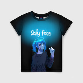 Детская футболка 3D с принтом Sally Face в Курске, 100% гипоаллергенный полиэфир | прямой крой, круглый вырез горловины, длина до линии бедер, чуть спущенное плечо, ткань немного тянется | blue | diane | face | fisher | gizmo | henry | johnson | killer | larry | sally | генри | гизмо | джонсон | диана | ларри | лицо | салли | фейс | фишер